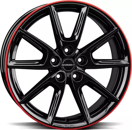 BORBET LX19 Black Gloss Rim Red 8x19 5/112 ET40 CB66.5 60° - Alumiinivanteet - 355750 - 1