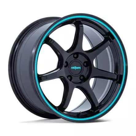 RC208 BPU GLOSS BLACK W/ TEAL STRIPE 9,5x19 5/114,3 ET20 CB72.6 60° - Alumiinivanteet - 358670 - 1