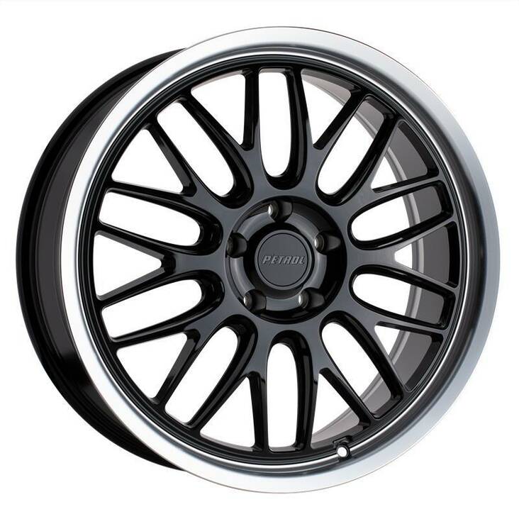 P4C GLOSS BLACK W/ MACHINED CUT LIP 7x16 5/114,3 ET40 CB76.1 60° - Alumiinivanteet - 328880 - 1