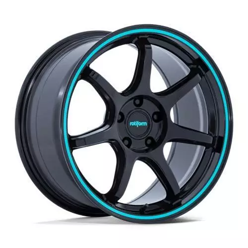 RC208 BPU GLOSS BLACK W/ TEAL STRIPE 9,5x19 5/120 ET22 CB74.1 60° - Alumiinivanteet - 359840 - 1