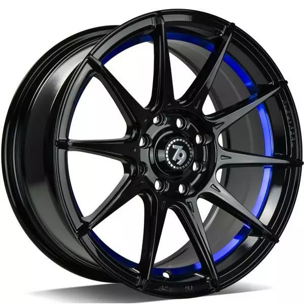 SCF-F Black glossy blue inner lip 7x15 4/100/114,3 ET35 CB67,1 60° - Alumiinivanteet - 352090 - 1