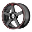 MR116 Matte Black Red Racing Stripe 8x18 5/108/114,3 ET45 CB72.6 60° - Alumiinivanteet - 238751 - 1