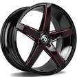 SV-N Black glossy milled red 9x18 5/120 ET35 CB72,6 60° - Alumiinivanteet - 314061 - 1