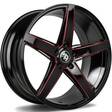 SV-N Black glossy milled red 9x18 5/120 ET35 CB72,6 60° - Alumiinivanteet - 314061 - 2