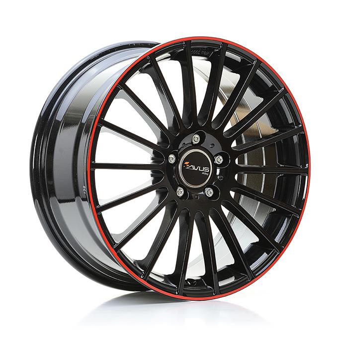 AVUS AC-M03 Black Red Line 8x19 5/112 ET35 CB66,6 60° - Alumiinivanteet - 269301 - 1