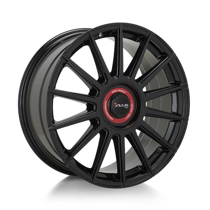 AVUS AC-M09 Black Red Cap 8,5x19 5/108 ET45 CB72,6 60° - Alumiinivanteet - 310281 - 1