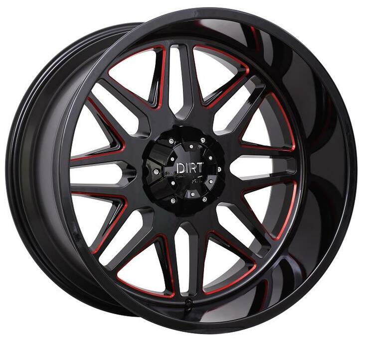 D59 Glossblack red stripe 10x20 6/135/139,7 ET-20 CB106,1 60° - Alumiinivanteet - 318261 - 1