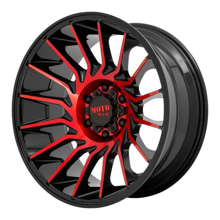 MO807 GLOSS BLACK MACHINED W/ RED TINT 10x22 6/135 ET-18 CB87,1 60° - Alumiinivanteet - 280801 - 1