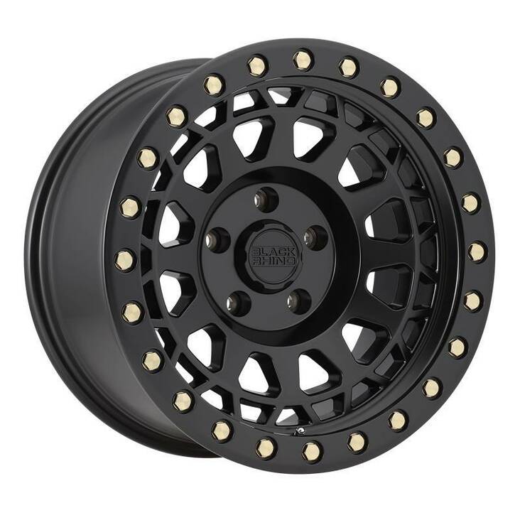 PRIMM MATTE BLACK W/ BRASS BOLTS 9,5x18 8/165,1 ET0 CB122.4 60° - Alumiinivanteet - 288251 - 1