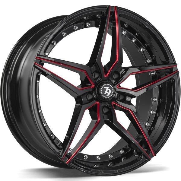 SV-AR Black glossy milled red 8,5x19 5/120 ET30 CB74.1 60° - Alumiinivanteet - 313961 - 1
