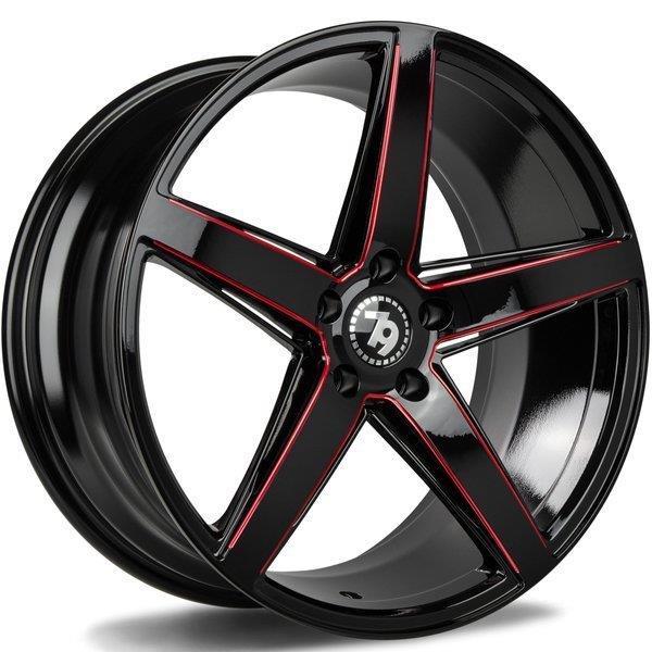SV-N Black glossy milled red 9x18 5/120 ET35 CB72,6 60° - Alumiinivanteet - 314061 - 1