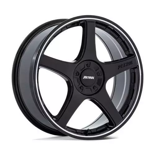 PE003 P2E GLOSS BLACK W/ MACHINED LIP 8x17 5/100/120 ET35 CB72.6 60° - Alumiinivanteet - 354281 - 1