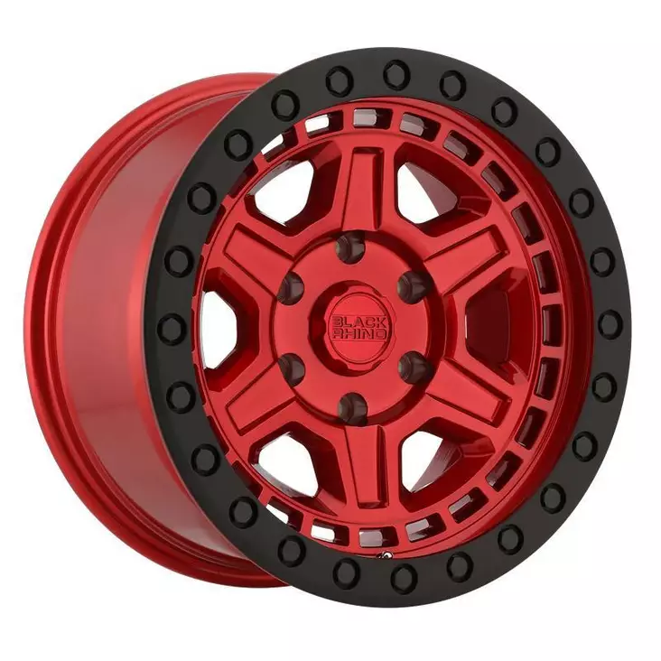 RENO CANDY RED W/ BLACK RING & BOLTS 9x17 6/139,7 ET0 CB112,1 60° - Alumiinivanteet - 344581 - 1