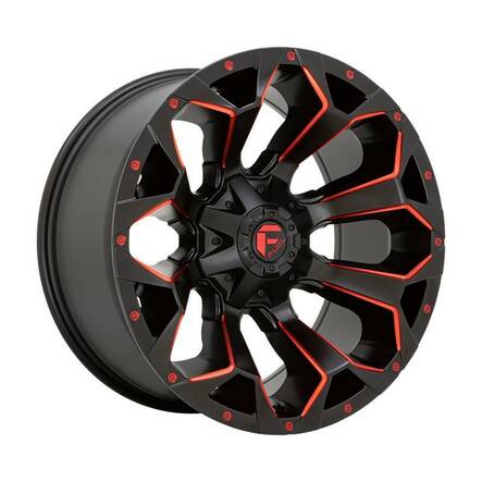 D787 ASSAULT MATTE BLACK RED MILLED 9x18 5/114,3/127 ET1 CB78.1 60° - Alumiinivanteet - 331622 - 1