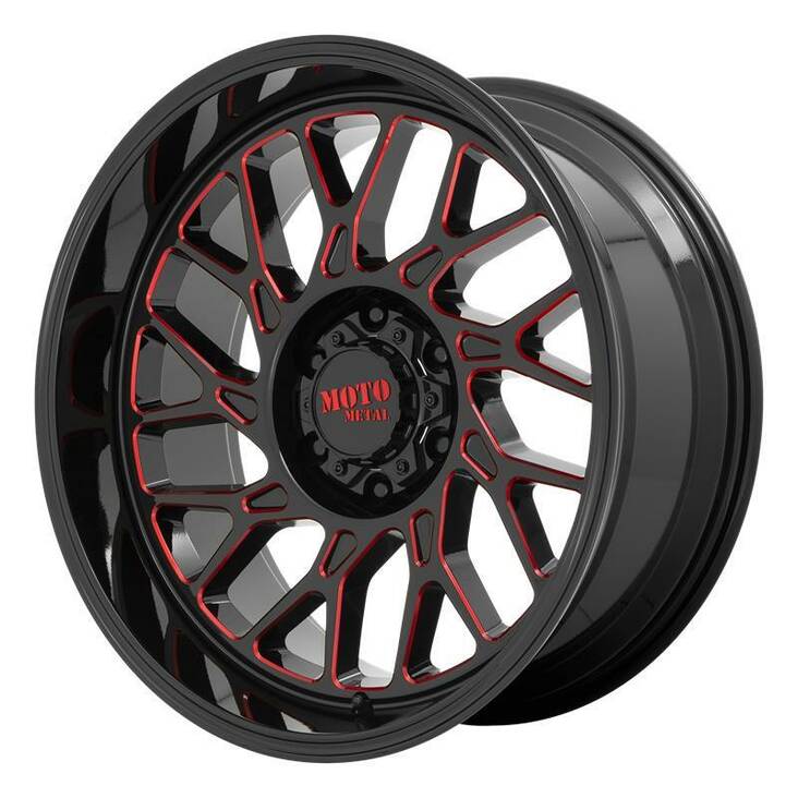 MO805 GLOSS BLACK MILLED W/ RED TINT 10x22 6/135 ET-18 CB87,1 60° - Alumiinivanteet - 290312 - 1