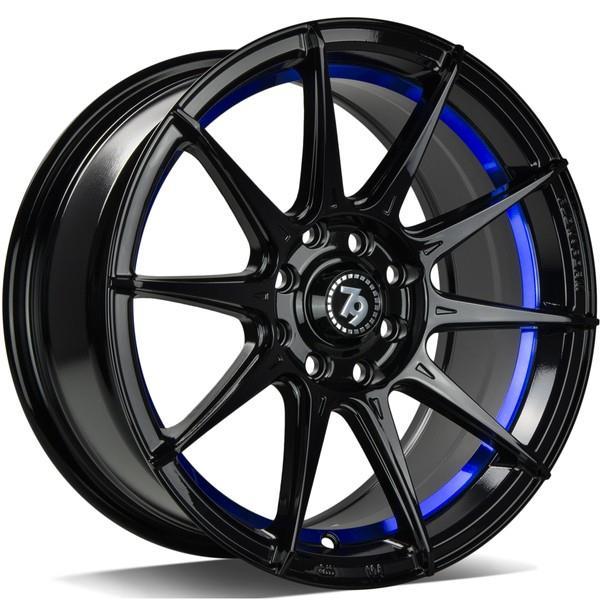 SCF-F Black glossy blue inner lip 7x15 4/100 ET35 CB67,1 60° - Alumiinivanteet - 314432 - 1