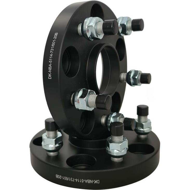 Spacer 20mm 2 pcs 5x114,3 73,1/60,1mm With Studs M12x1,5 Black - Rengas- ja vannetarvikkeet - 315682 - 1