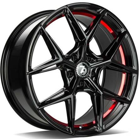 SCF-B Black glossy red inner lip 8x18 5/108 ET45 CB67.1 60° - Alumiinivanteet - 320193 - 1