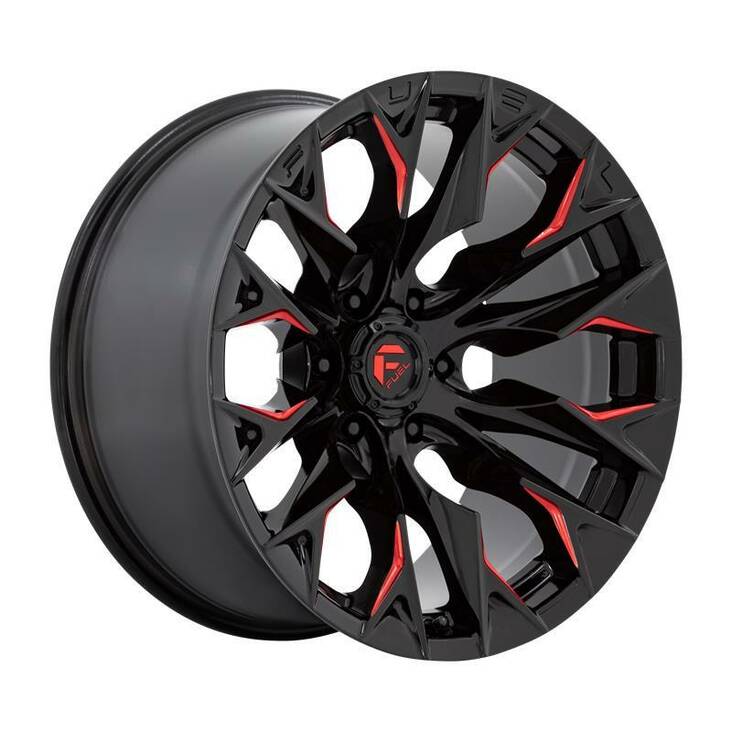 D823 FLAME GLOSS BLACK MILLED W/ CANDY RED 12x22 5/127 ET-44 CB71,5 60° - Alumiinivanteet - 310223 - 1