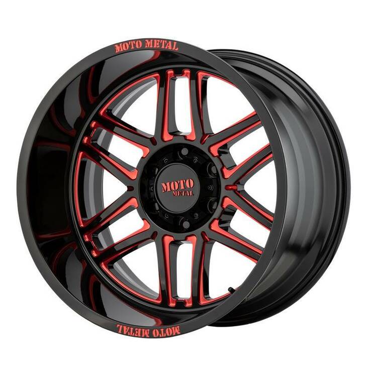MO992 Gloss Black Milled With Red Tint 10x20 5/127 ET-18 CB71,5 60° - Alumiinivanteet - 237513 - 1