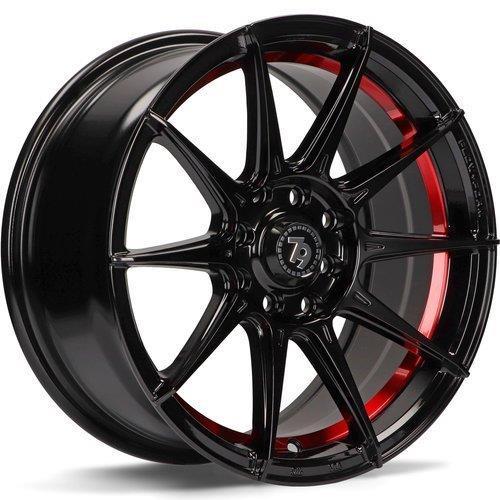 SCF-F Black glossy red inner lip 7x15 4/100/114,3 ET35 CB67.1 60° - Alumiinivanteet - 337093 - 1