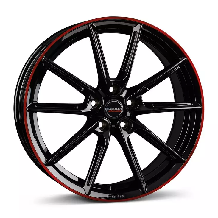 BORBET LX18 Black Gloss Rim Red 8x18 5/114,3 ET40 CB72.5 60° - Alumiinivanteet - 340213 - 1