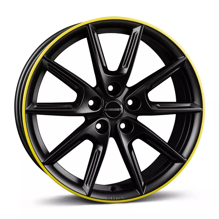 BORBET LX18 black matt rim yellow 8x18 5/112 ET48 CB66.6 60° - Alumiinivanteet - 340233 - 1