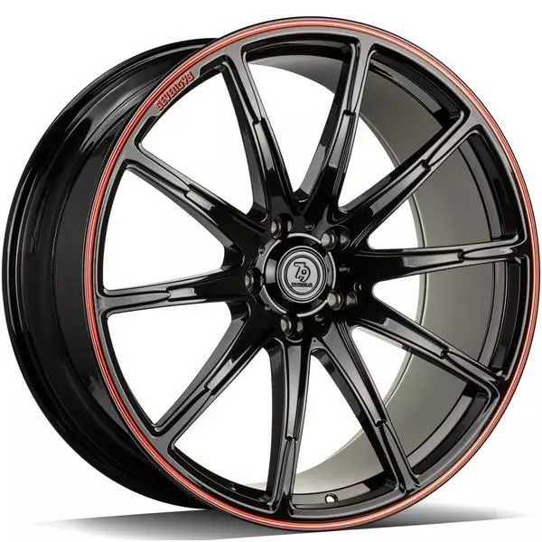 MF.7 Black Glossy Red 10x22 5/130 ET30 CB84,1 60° - Alumiinivanteet - 363303 - 1