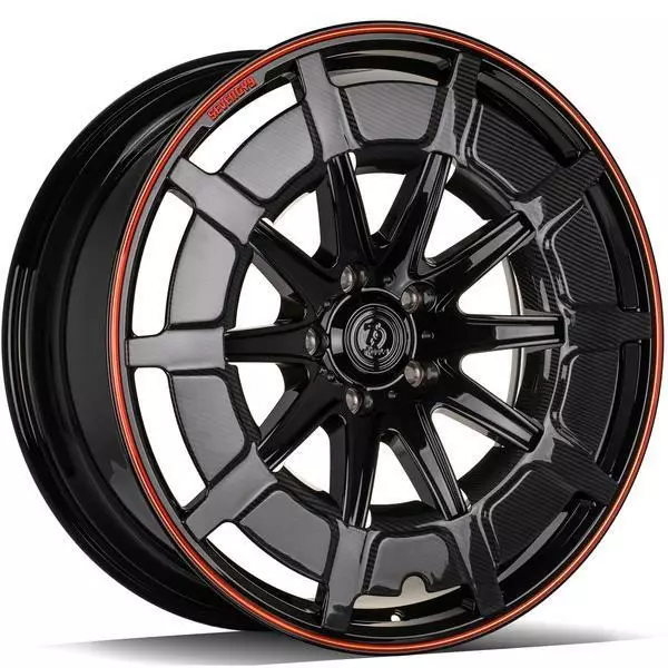 MF.7 Black Red Carbon Lip Cover 10x22 5/130 ET30 CB84.1 60° - Alumiinivanteet - 362493 - 1
