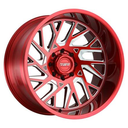 T4B CANDY RED W/ MILLED SPOKE 12x22 8/165,1 ET-45 CB125.1 60° - Alumiinivanteet - 289934 - 1