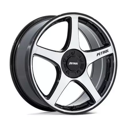 PE003 P2E GLOSS BLACK W/ MACHINED FACE 8x17 5/100/120 ET35 CB72.6 60° - Alumiinivanteet - 354294 - 1