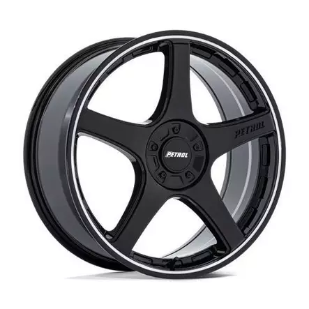 PE003 P2E GLOSS BLACK W/ MACHINED LIP 8x18 5/112/120 ET35 CB74.1 60° - Alumiinivanteet - 354284 - 1