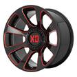 XD854 Gloss Black Milled With Red Tint 9x20 5/127/139,7 ET0 CB78,1 60° - Alumiinivanteet - 263004 - 1