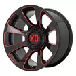 XD854 Gloss Black Milled With Red Tint 9x20 5/139,7/150 ET18 CB110,1 60° - Alumiinivanteet - 274874 - 1