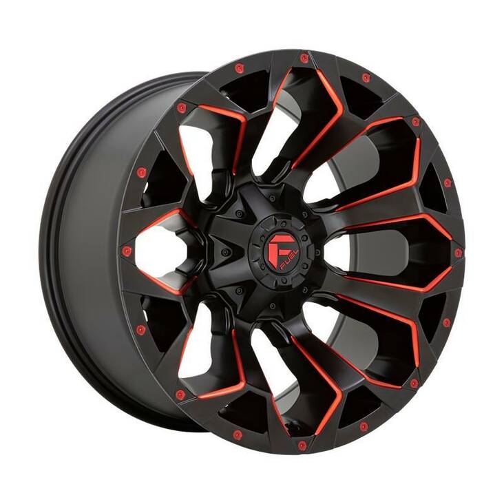 D787 ASSAULT MATTE BLACK RED MILLED 10x20 8/170 ET-18 CB125,1 60° - Alumiinivanteet - 297354 - 1