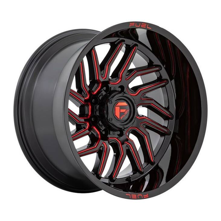 D808 HURRICANE GLOSS BLACK MILLED RED TINT 9x20 8x180 ET20 CB124.2 60° 1678 kg - Alumiinivanteet - 326424 - 1