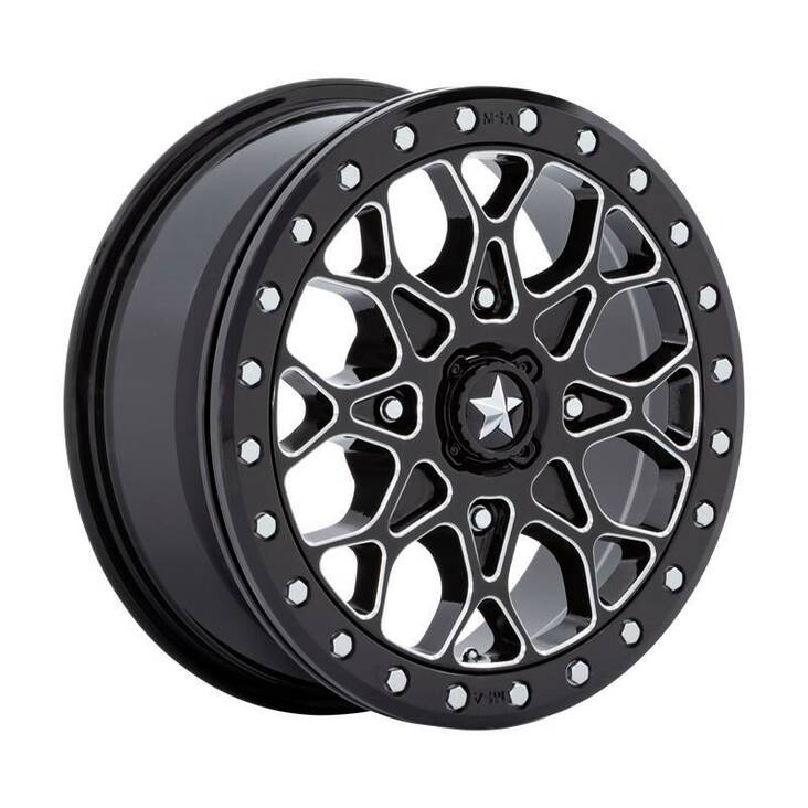 M48 PORTAL BEADLOCK GLOSS BLACK MILLED W/ GB RING 6x15 4/137 ET38 CB96.0 60° - Alumiinivanteet - 327344 - 1