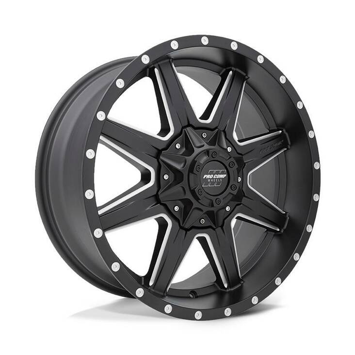 PA48 QUICK 8 SATIN BLACK MILLED 9x20 6/135/139,7 ET0 CB108,0 60° - Alumiinivanteet - 329184 - 1