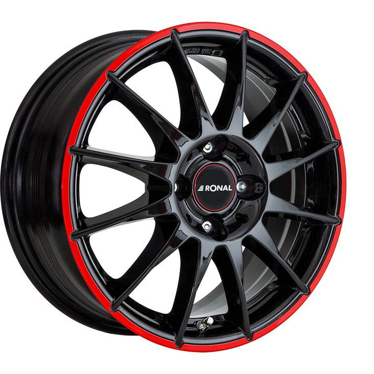 RONAL R54 MCR Jet Black Red Rim 7x17 5/112 ET45 CB76,0 - Alumiinivanteet - 335414 - 1