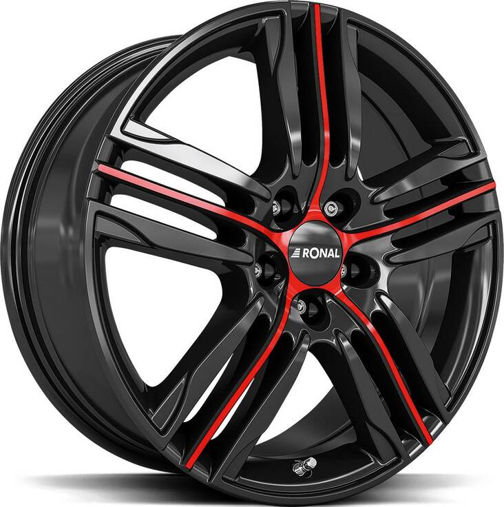 RONAL R57 MCR Jet Black Red Spoke 7,5x17 5/112 ET48 CB76,0 R13 - Alumiinivanteet - 335604 - 1