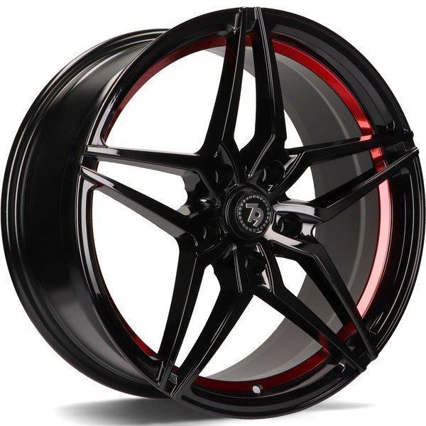 SV-A Black glossy red inner lip 8x18 5/112 ET35 CB66,5 60° - Alumiinivanteet - 313944 - 1