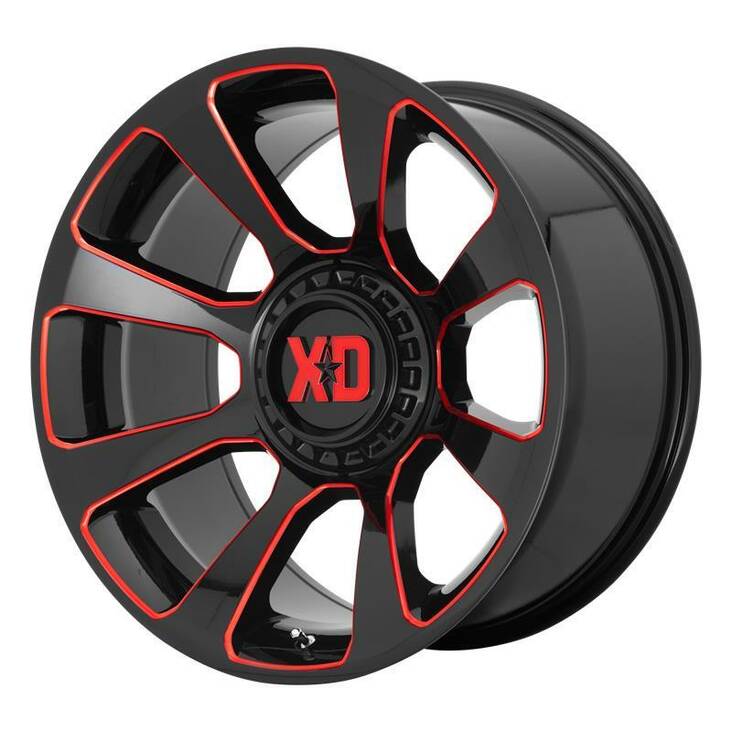 XD854 Gloss Black Milled With Red Tint 9x20 5/127/139,7 ET18 CB78,1 60° - Alumiinivanteet - 267864 - 1