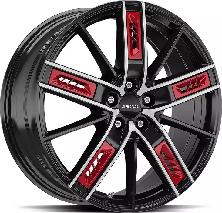 RONAL R67 Red Left Jet Black Front Cut 8,5x20 5/108 ET50 CB76,0 60° - Alumiinivanteet - 345354 - 1
