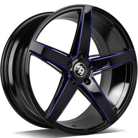 SV-N black glossy milled blue 8x18 5/112 ET35 CB66.5 60° - Alumiinivanteet - 314425 - 1