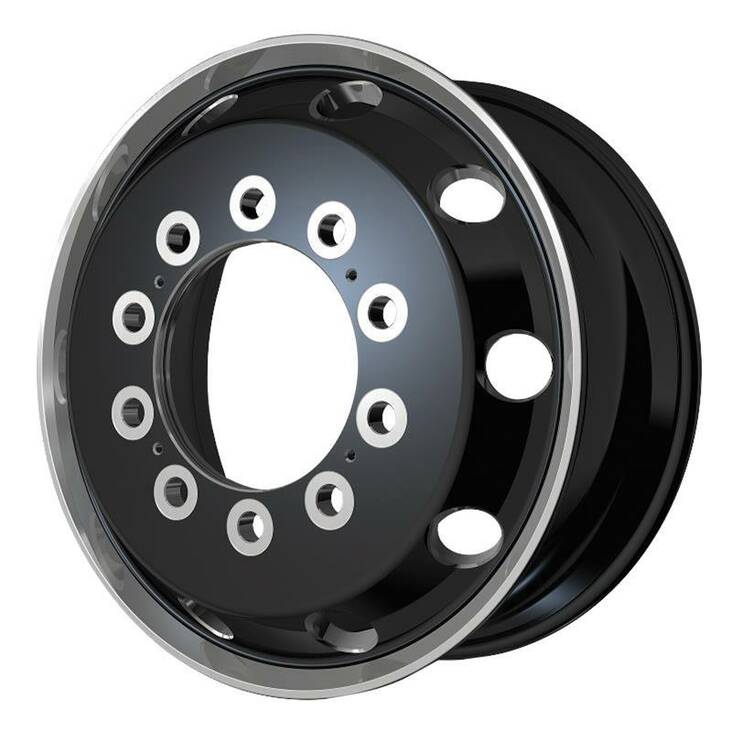 AO404 Satin Black With Polished Lip - Front 12,25x5 10/285,75 ET119 CB220,1 60° - Alumiinivanteet - 277945 - 1