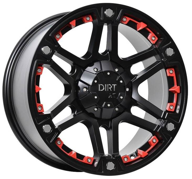 D01 Flatblack Red inserts. 9x18 6/139,7 ET25 CB106,1 60° - Alumiinivanteet - 294745 - 1