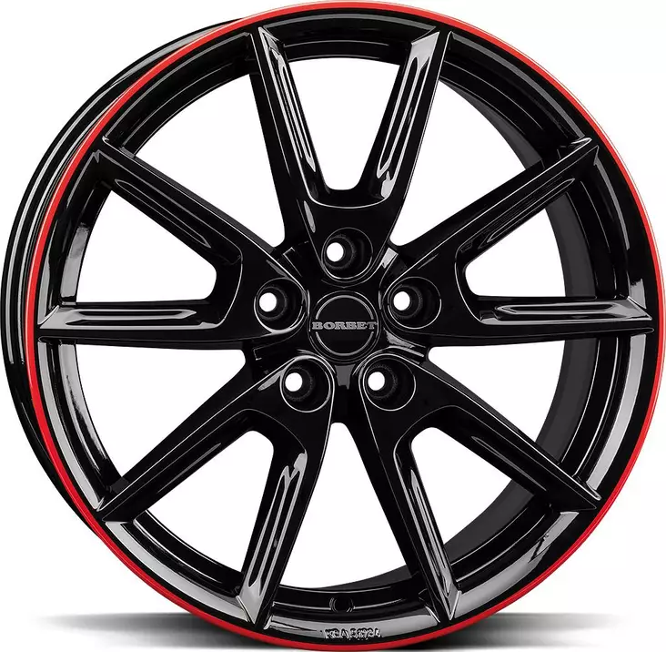 BORBET LX19 Black Gloss Rim Red 8x19 5/114,3 ET50 CB72.5 60° - Alumiinivanteet - 355775 - 1