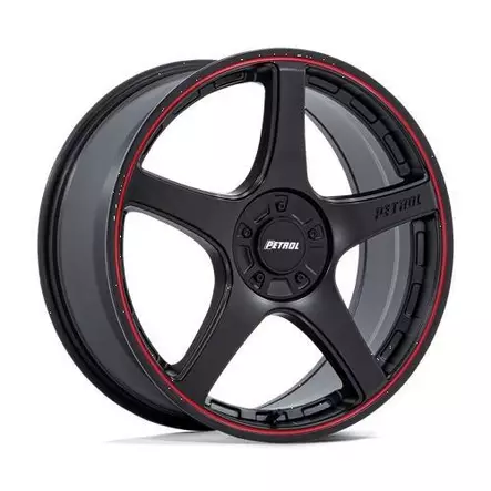PE003 P2E MATTE BLACK W/ RED LIP 8,5x20 5/112/120 ET35 CB74.1 60° - Alumiinivanteet - 354316 - 1