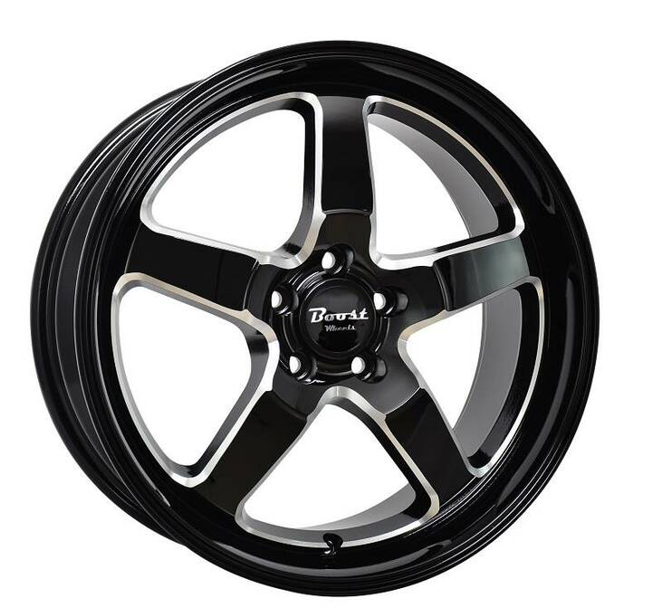 B162 Black machined 8x18 5/112 ET35 CB73.1 60° - Alumiinivanteet - 35616 - 1