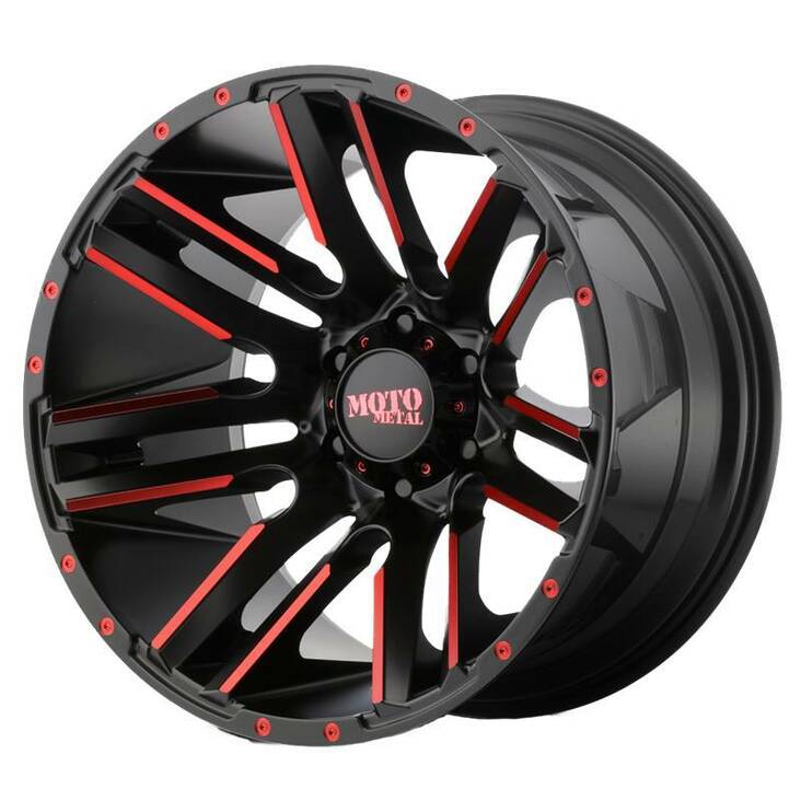 MO978 Satin Black Machined Red Tint 10x20 6/139,7 ET-24 CB106.3 60° - Alumiinivanteet - 242926 - 1